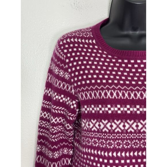 Kier + J 100% Cashmere Sweater Long Sleeve Pullover Pink Cabincore, M - Picture 7 of 11